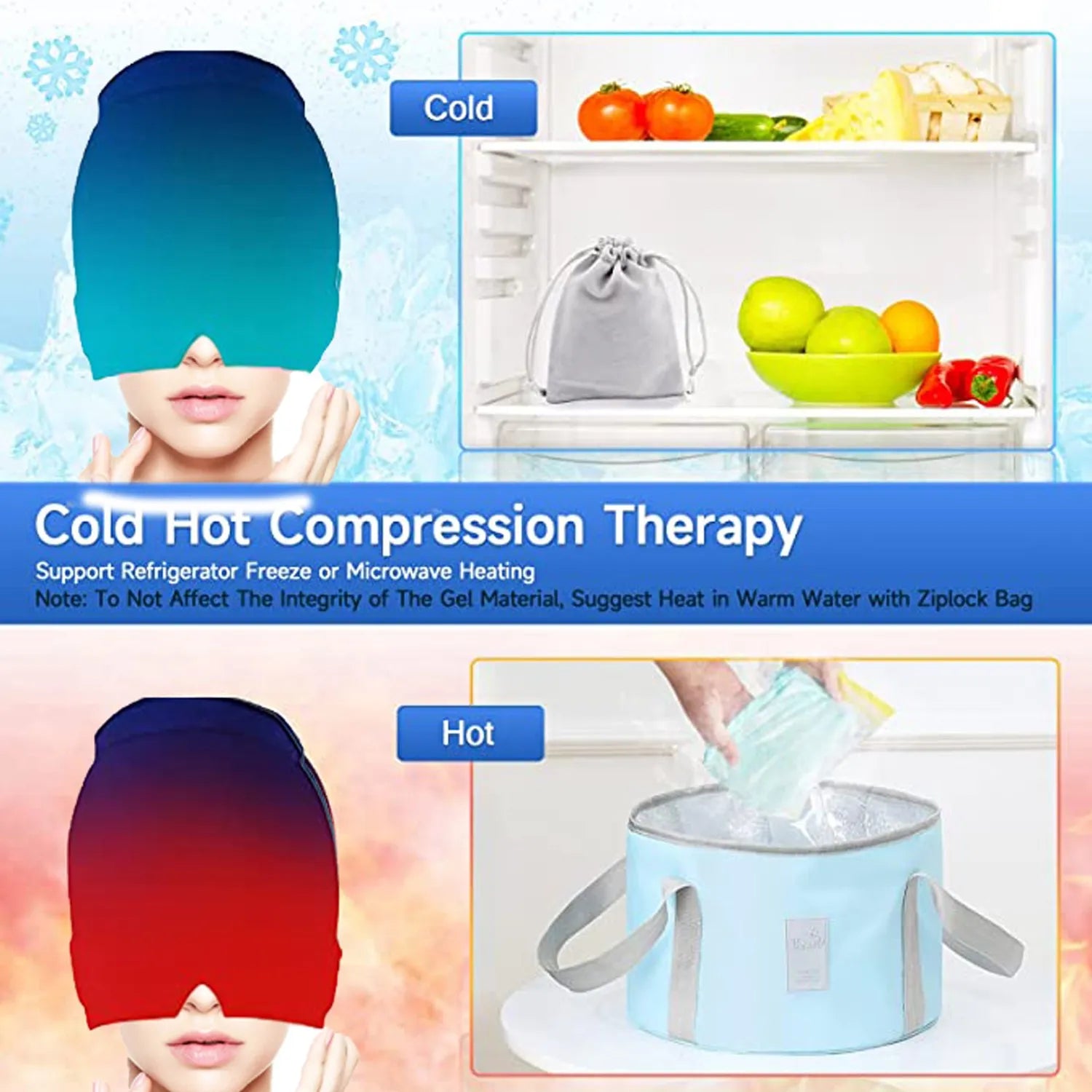 Migraine Relief Cap | Hot-Cold Gel Therapy for home fitness - Fitness Galore