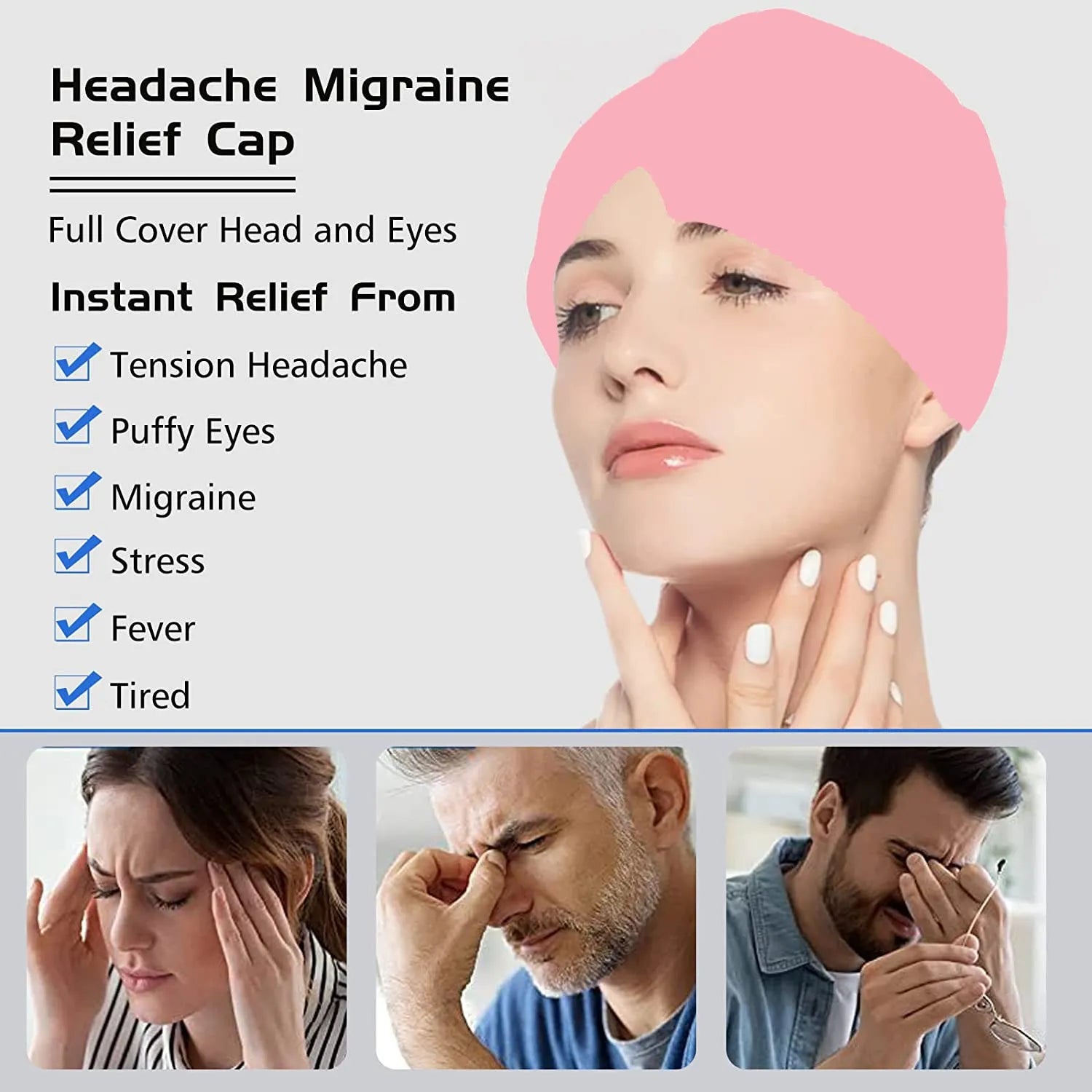 Migraine Relief Cap | Hot-Cold Gel Therapy for home fitness - Fitness Galore